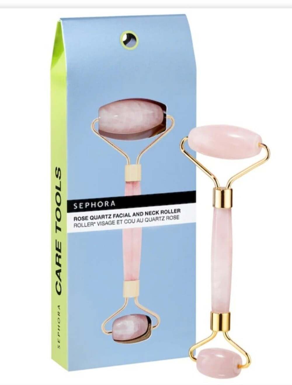 SEPHORA Rose Quartz Double-Ended Nautural Stone Facial Massage Roller - Sealed